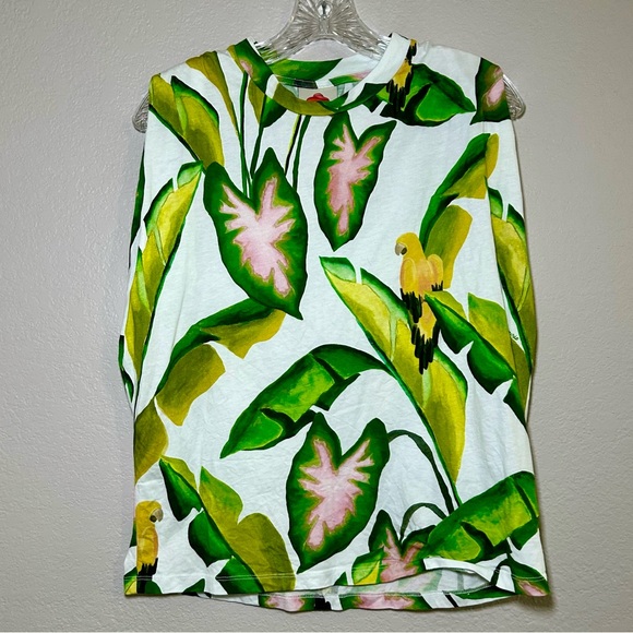 FARM Rio Tops - FARM Rio Green Pink Tropical Tank Top women’s XS vacation resort summer preppy